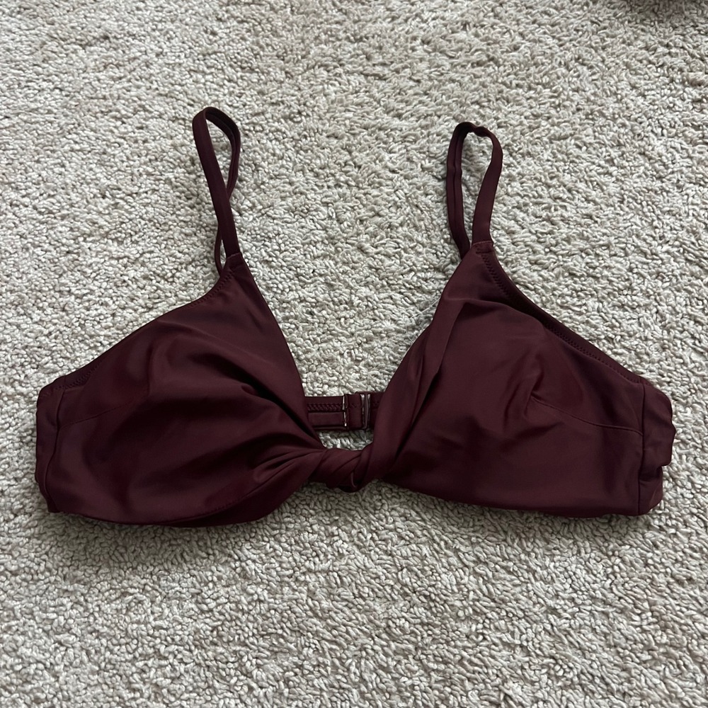 Aerie Twist Front Bikini Top Maroon Size Large Scoop‎
